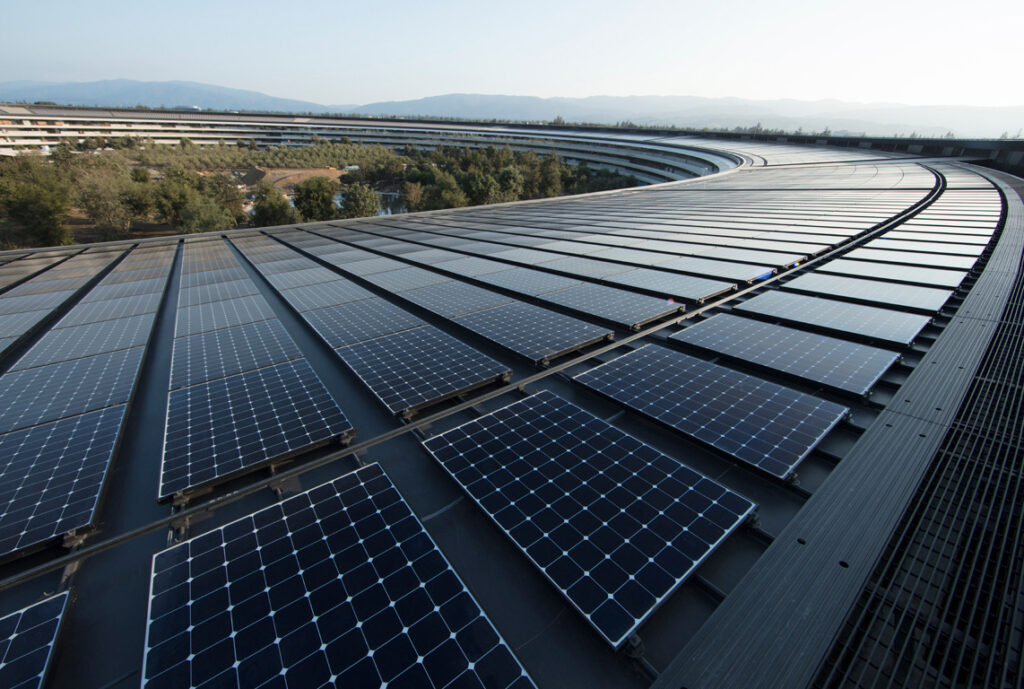 Apple green campus solar panels