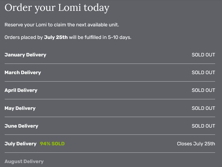Lomi UK ordering US
